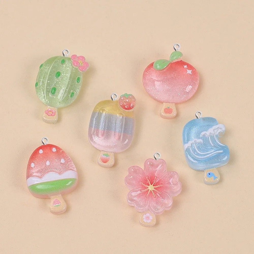Resin Art And Deco - 10Pcs Kawaii Summer Popsicle Resin Pendants