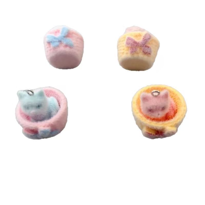 4pcs 3D plush resin cat pendan - Resin Art Love ulasan dan harga