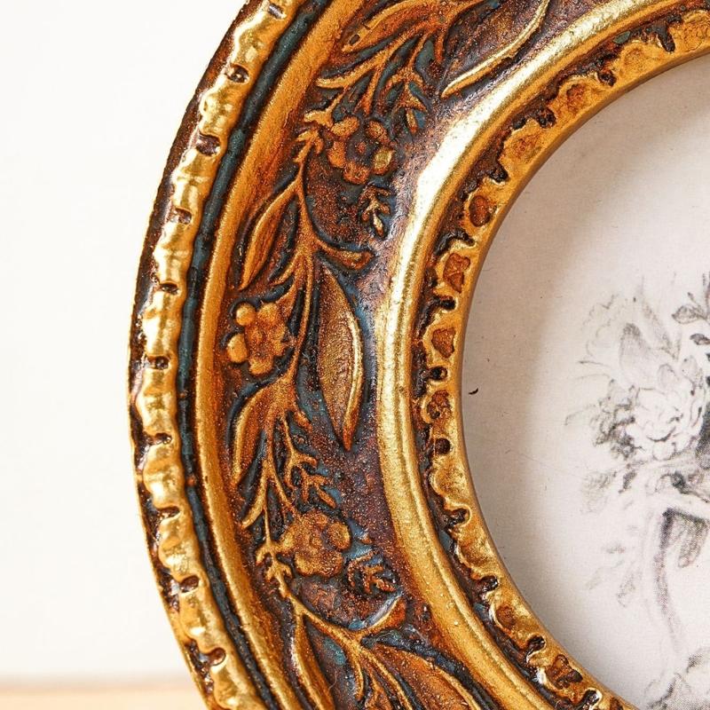 Antique Bronze Gold Round Phot - Resin Art For Photo Frame ulasan dan harga