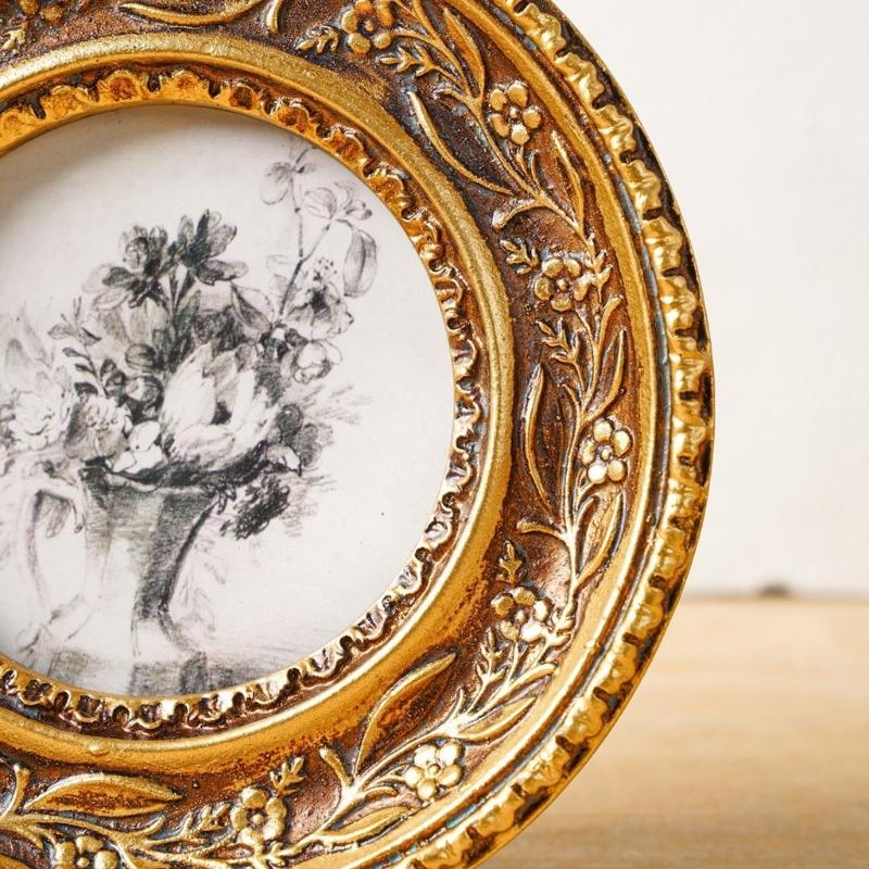 Antique Bronze Gold Round Phot - Resin Art For Photo Frame ulasan dan harga