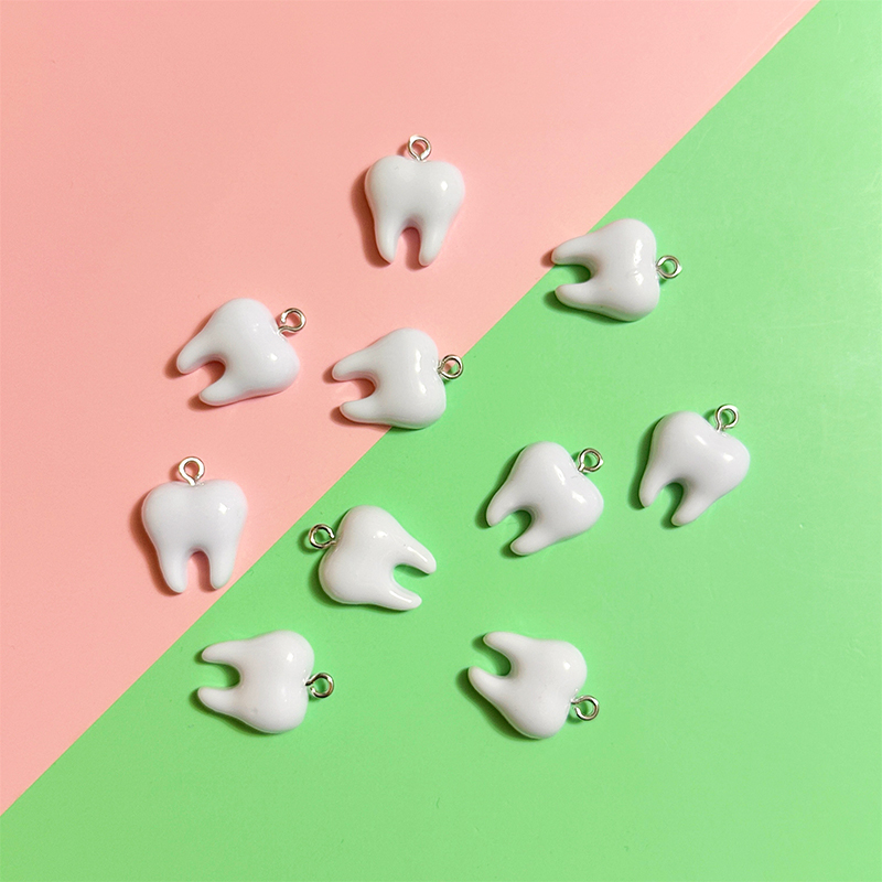 10pcs Cute White Teeth Resin P - Resin Art Love ulasan dan harga
