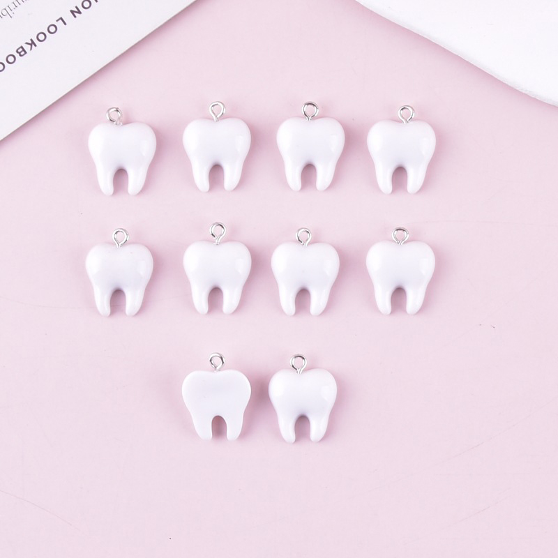 10pcs Cute White Teeth Resin P - Resin Art Love ulasan dan harga