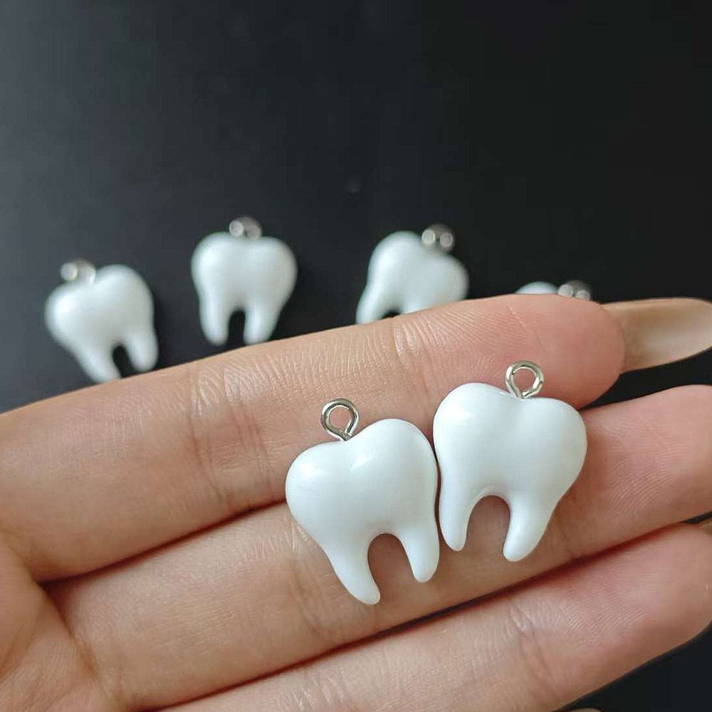 10pcs Cute White Teeth Resin P - Resin Art Love ulasan dan harga