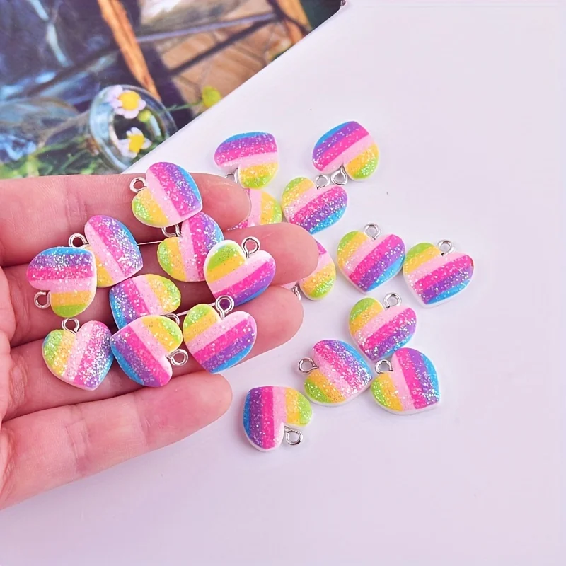 10Pcs Colorful Heart Resin Cha - Resin Art Love ulasan dan harga