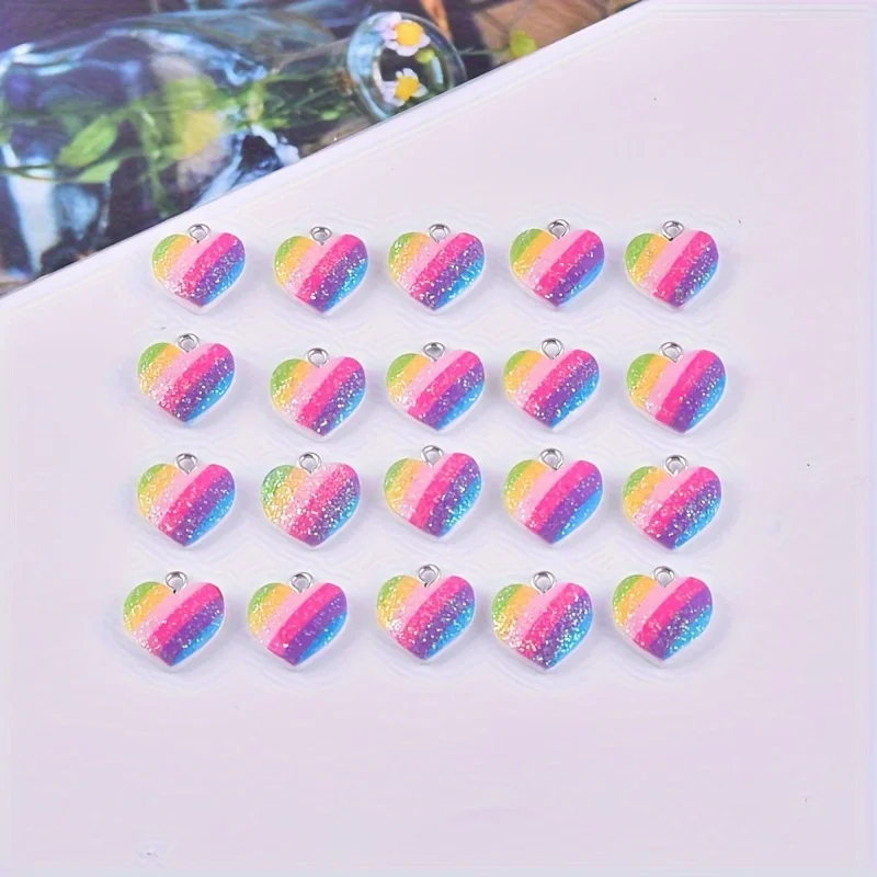 10Pcs Colorful Heart Resin Cha - Resin Art Love ulasan dan harga