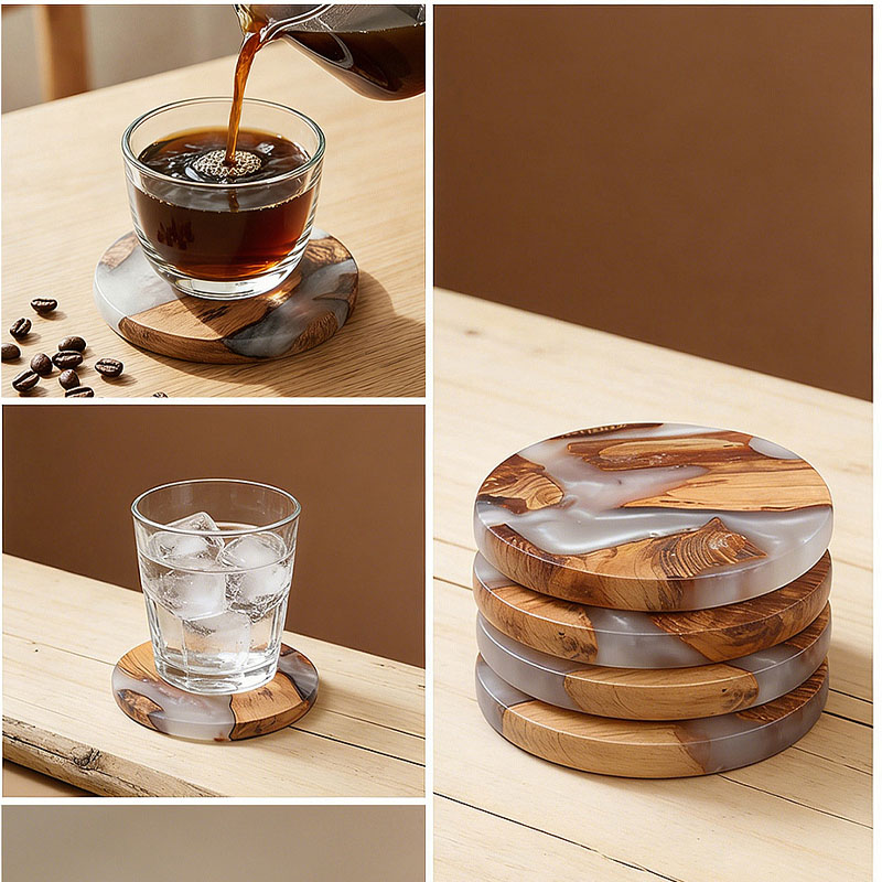 Drink Coaster Set, Wooden Bar  - Resin Art Coasters ulasan dan harga