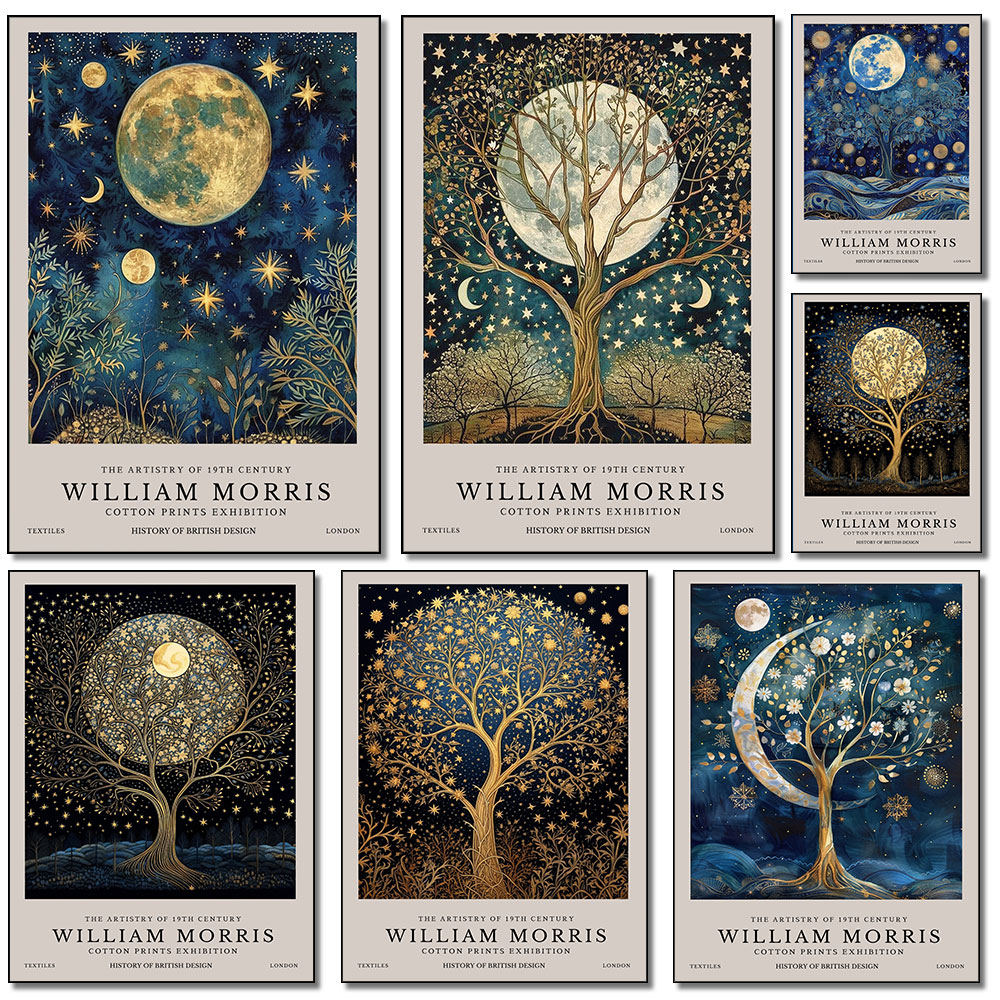 Retro William Morris Moon and  - Resin Art Studio ulasan dan harga