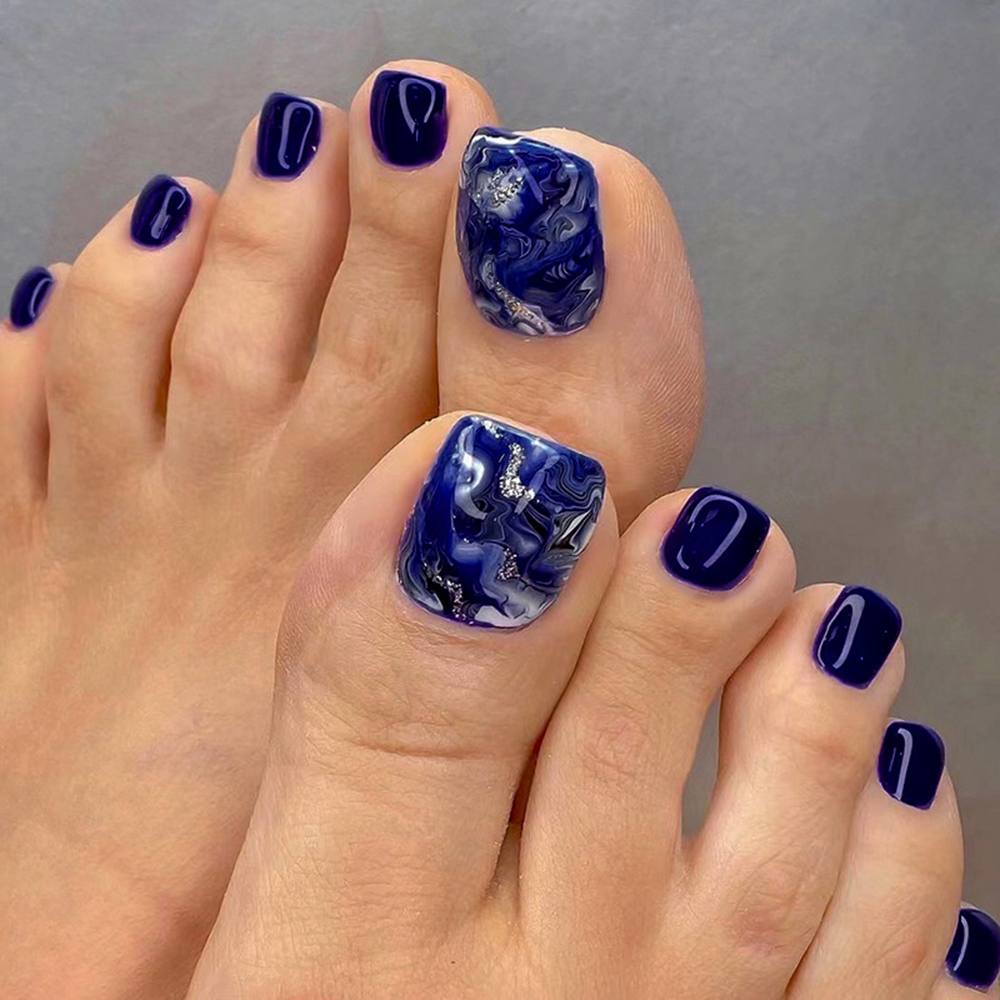 24pcs Glossy Blue False Toenai - Resin Art And Deco ulasan dan harga