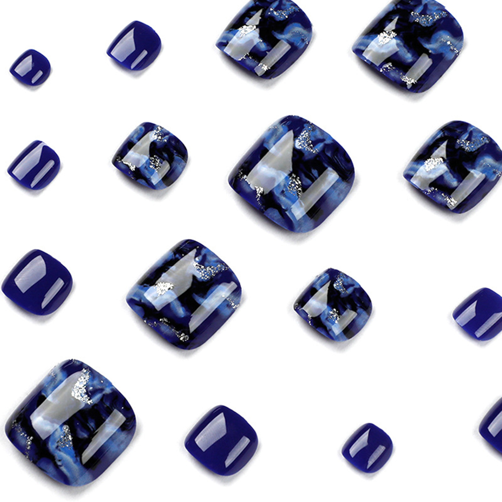 24pcs Glossy Blue False Toenai - Resin Art And Deco ulasan dan harga