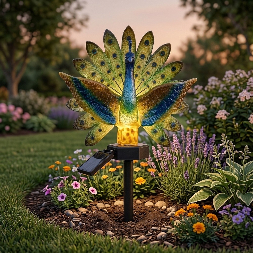 Resin Solar Peacock Garden Art - Resin Art Design ulasan dan harga