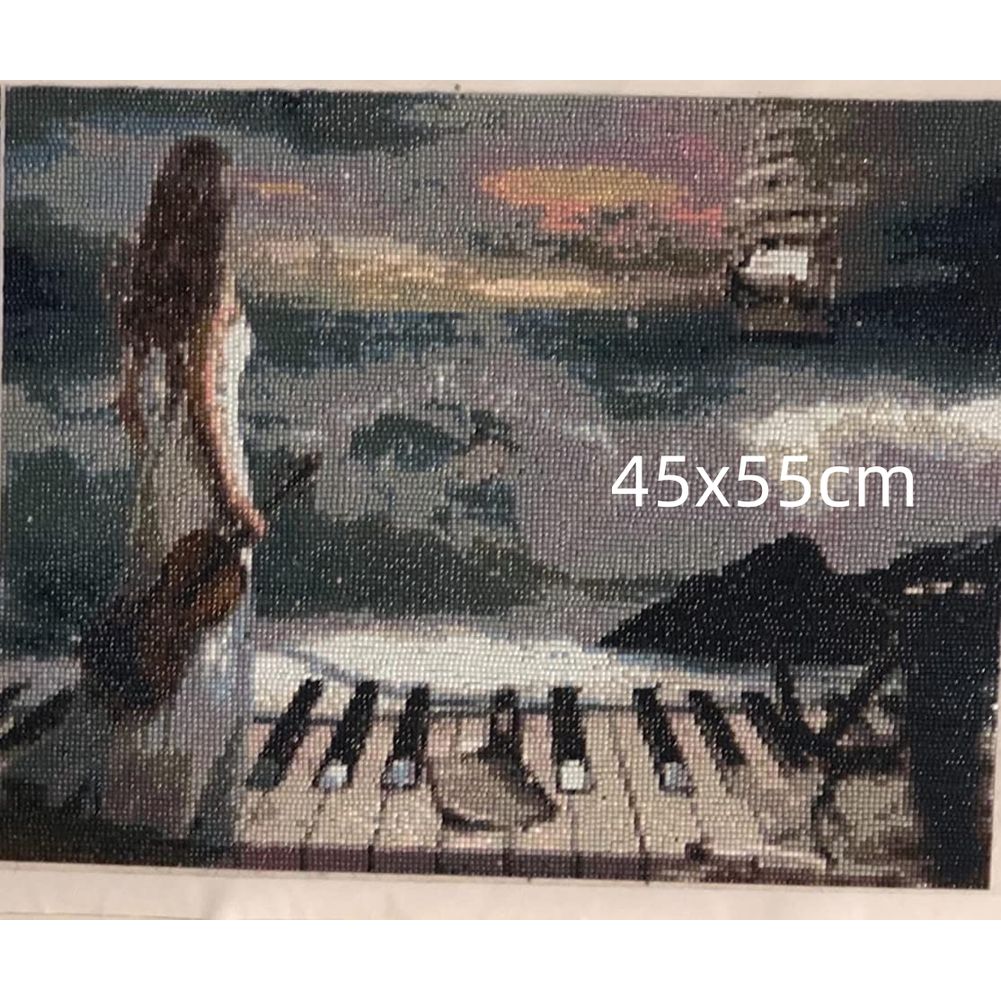 Girl Playing Piano DIY 5D Diam - Resin Art Studio ulasan dan harga