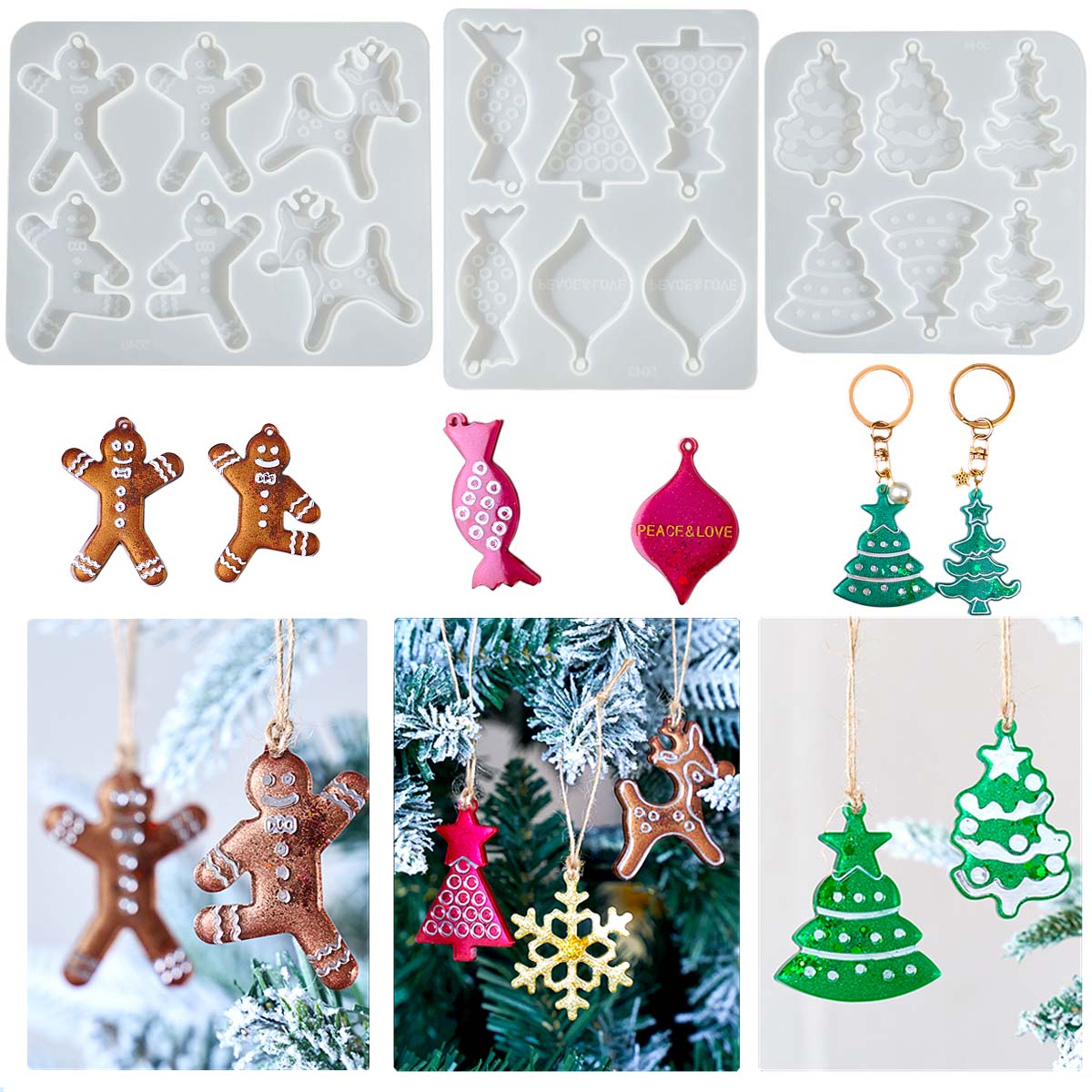 Christmas Series Earrings Pend - Resin Art Kit With Molds ulasan dan harga