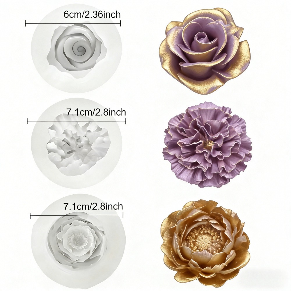 3-Piece Silicone Molds for Ros - Resin Art All ulasan dan harga