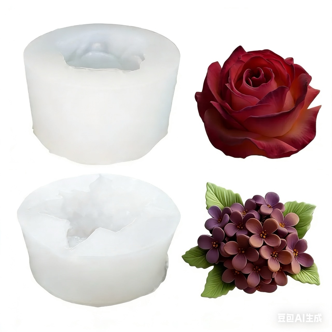 2-Piece 3D Rose and Lilac Sili - Resin Art Design ulasan dan harga