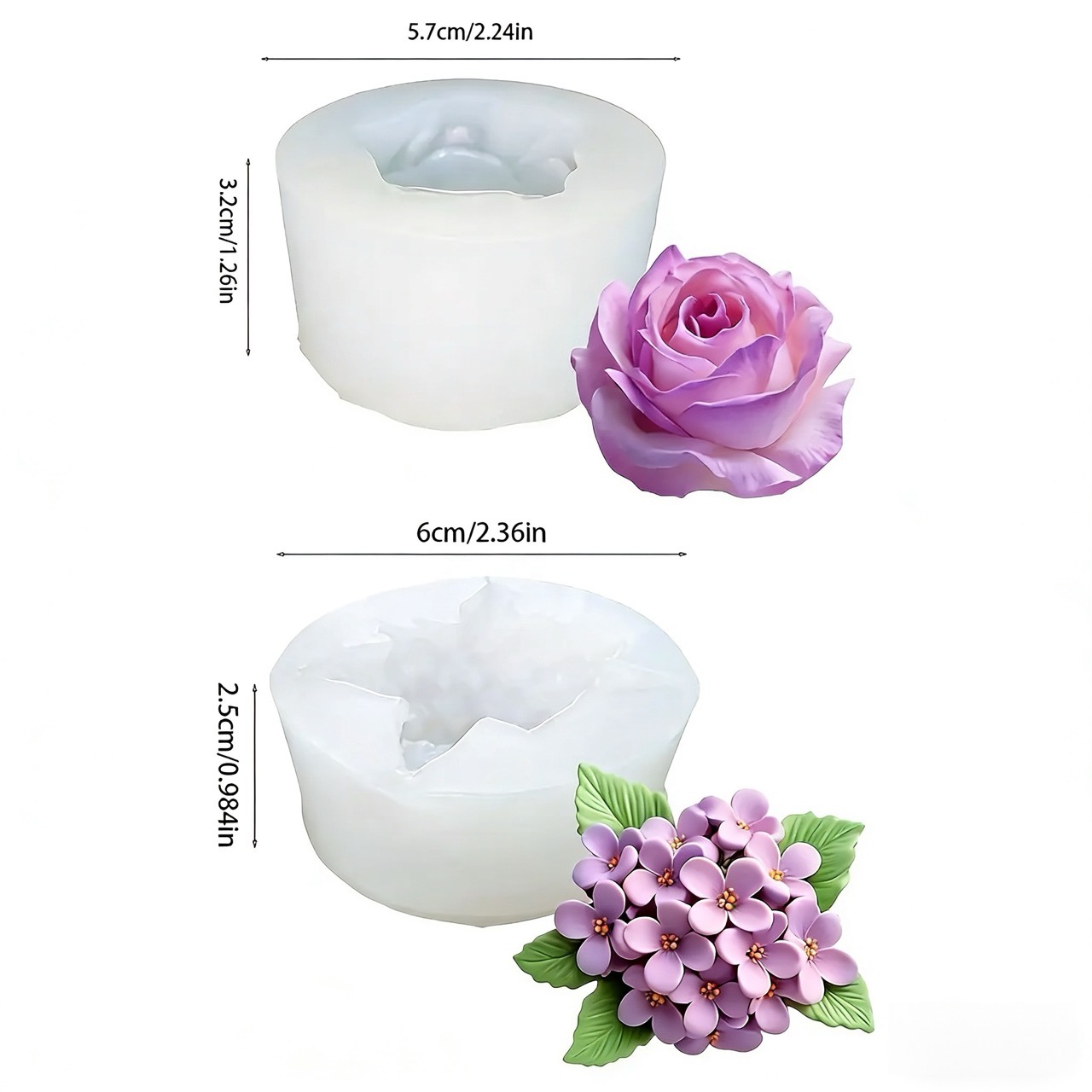 2-Piece 3D Rose and Lilac Sili - Resin Art Design ulasan dan harga