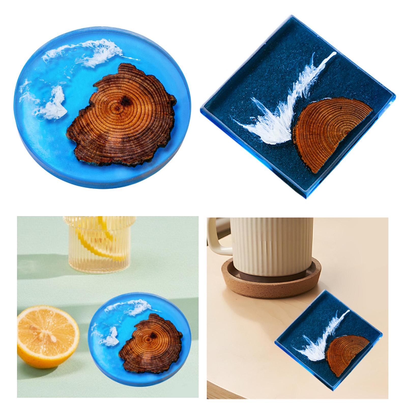 6pcs Epoxy Coasters Wooden Coa - Resin Art Coasters ulasan dan harga