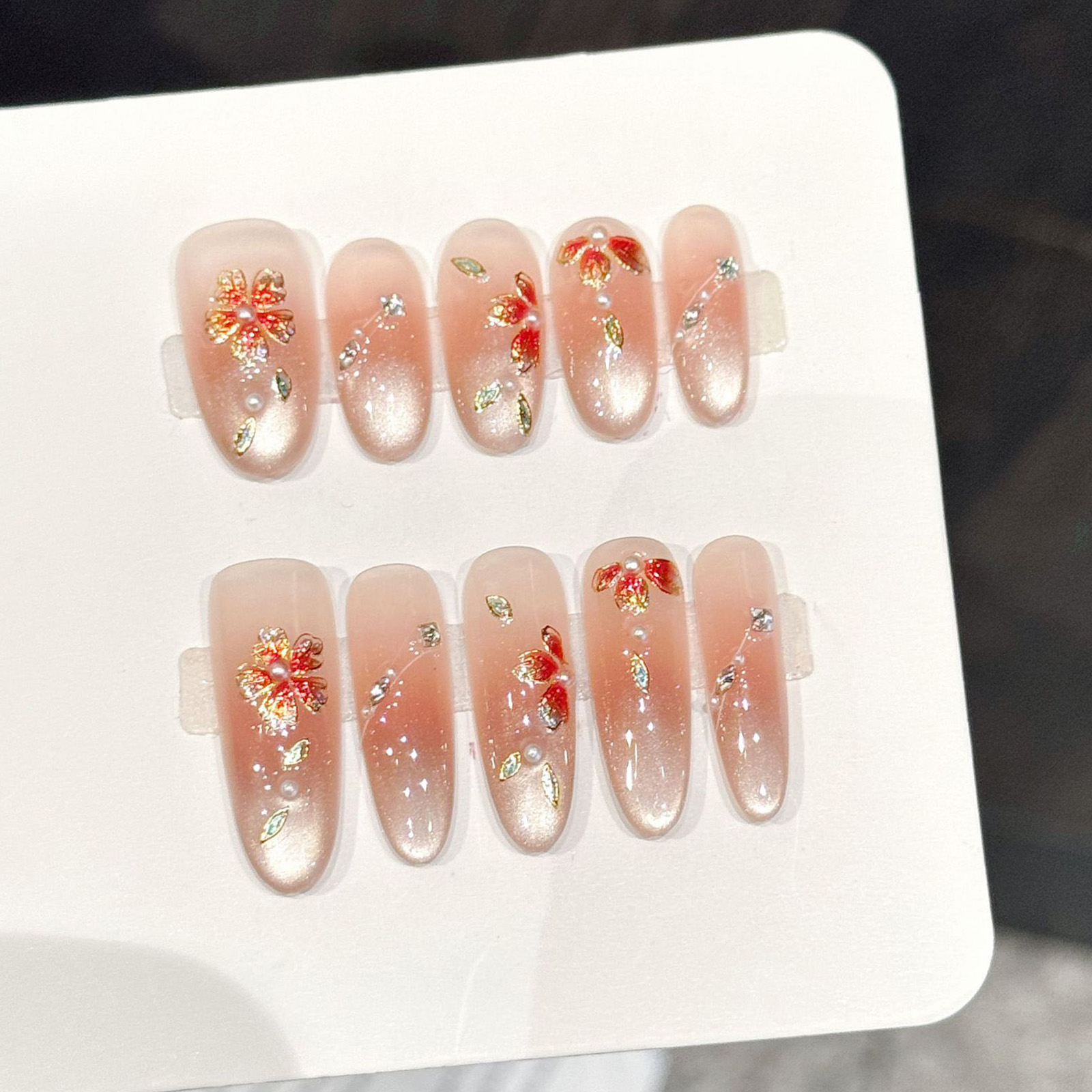 10pcs Handmade Fake Nails Pres - Resin Art Design ulasan dan harga